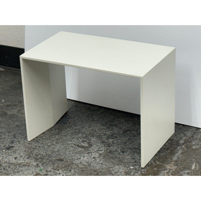 Design Plus Gallery presents a Custom Contemporary White Lacquered Side Table by Unknown Brand. The rectangular top is...