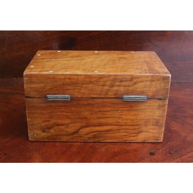 Brown Small Antique Walnut Box with Marbleized Paper Interior, England, 1870s For Sale - Image 8 of 10