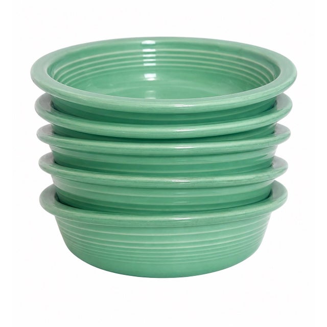Mid-Century Modern 1950s Homer Laughlin Fiesta Fiestaware 7-Inch Bowls in Mint Green - Set of 5 For Sale - Image 3 of 6
