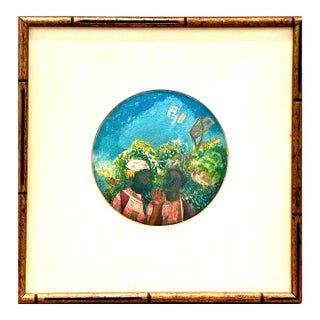 Two West African Women in a Magically Surreal Painting by Roland Ayers For Sale