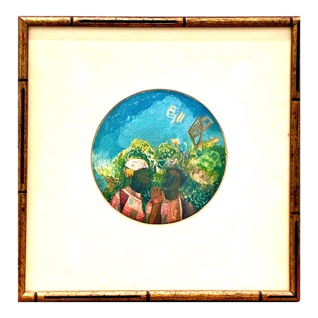 Two West African Women in a Magically Surreal Painting by Roland Ayers For Sale