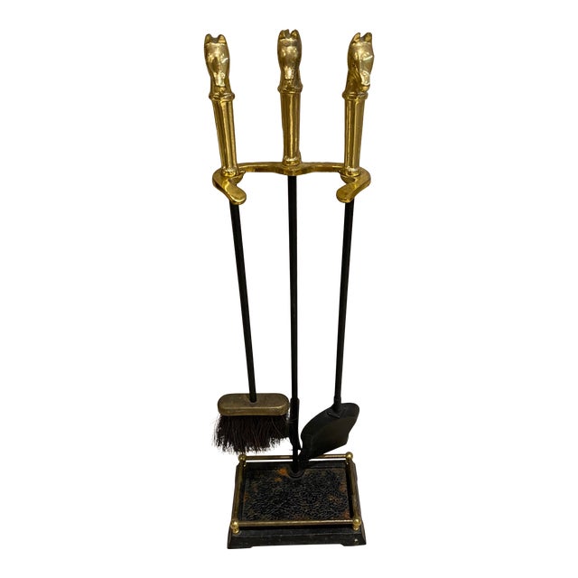Brass Horse Fireplace Tools Set Chairish