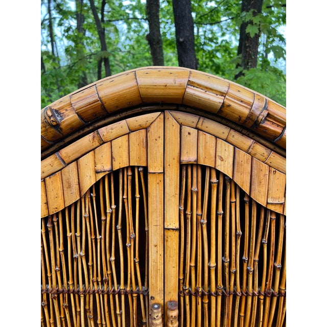 Wood Vintage Palm Beach Regency Bamboo Cabinet For Sale - Image 7 of 12
