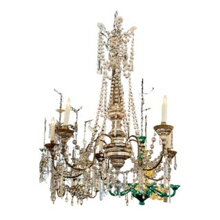 19th C. Italian Silverleaf Wood and Crystal Chandeliers For Sale