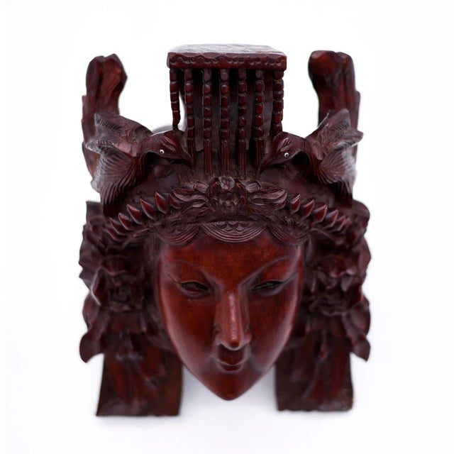 Vintage Hand-Carved Decorative Wooden Wall Hanging Sculpture From Spain For Sale - Image 4 of 12
