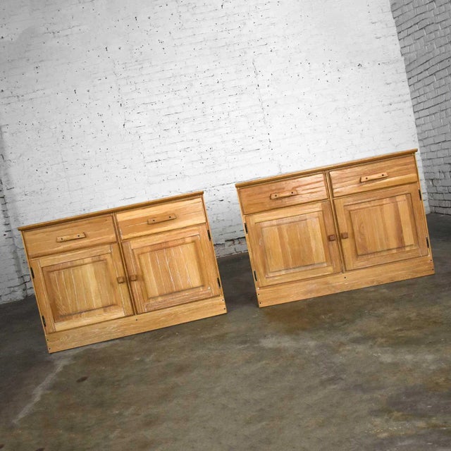 A. Brandt Ranch Oak Furniture Mid 20th Century Rustic Small Credenzas or Buffet Cabinets Ranch Oak by A. Brandt Company, a Pair For Sale - Image 4 of 13