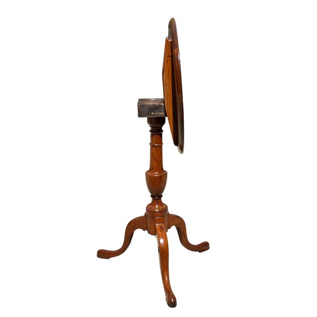 Wood Late 18th Century Antique Queen Anne Mahogany Dish Top Kettle Stand - Tilt Top Tea Table For Sale - Image 7 of 11