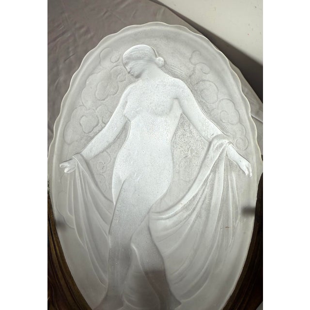 Bronze Antique Muller Freres Luniville Nymphs Bronze Glass Wall Sconces Fixtures - a Pair For Sale - Image 8 of 13