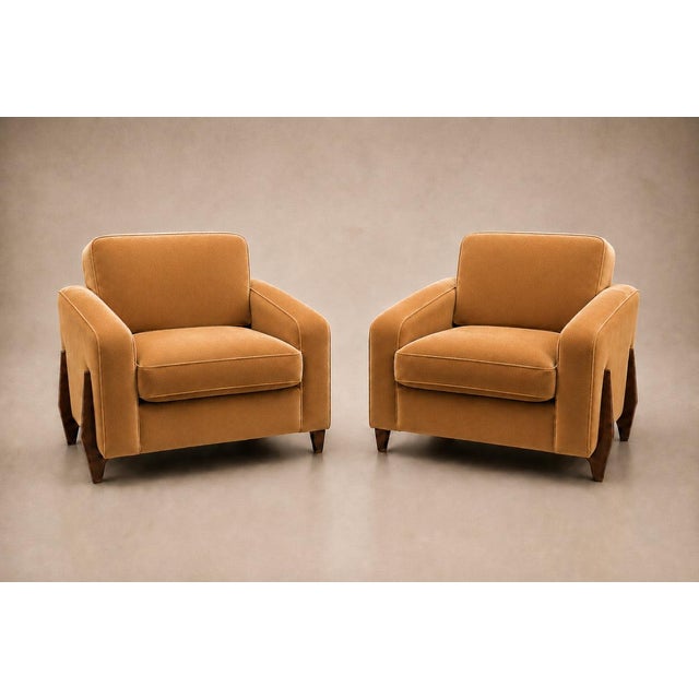 1960s Pair of Brazilian Modern Armchairs in Rosewood and Caramel Mohair by Jean Gillon, 1960s - 1116 For Sale - Image 5 of 18