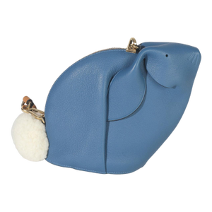 Blue Calfskin Shearling Mini Bunny Crossbody