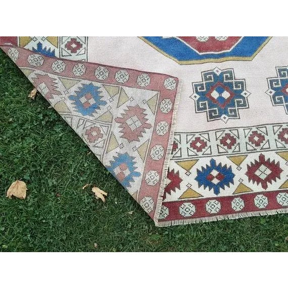 Beige 1970s Vintage Turkish Oushak Rug - 6′3″ × 6′9″ For Sale - Image 8 of 9