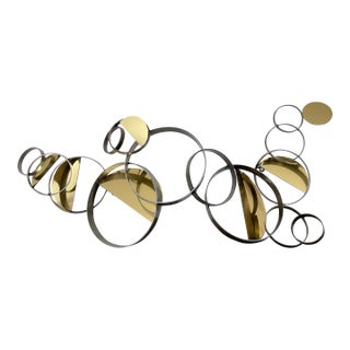 1990 Signed C. Jeré 'Floating Rings' 35" Metal Wall Sculpture, Mid-Century Modern For Sale