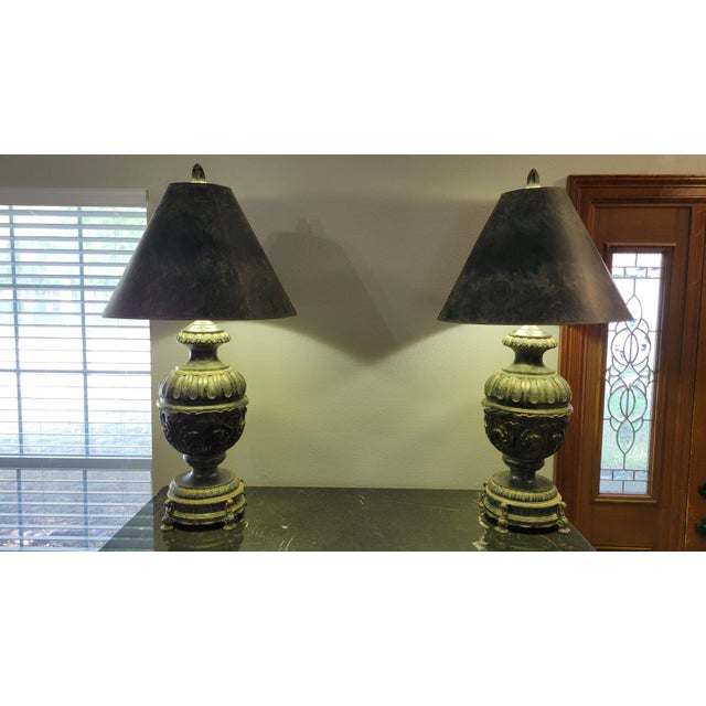 Pair of Patinated Cast Bronze - Cambridge Lamps For Sale - Image 11 of 11