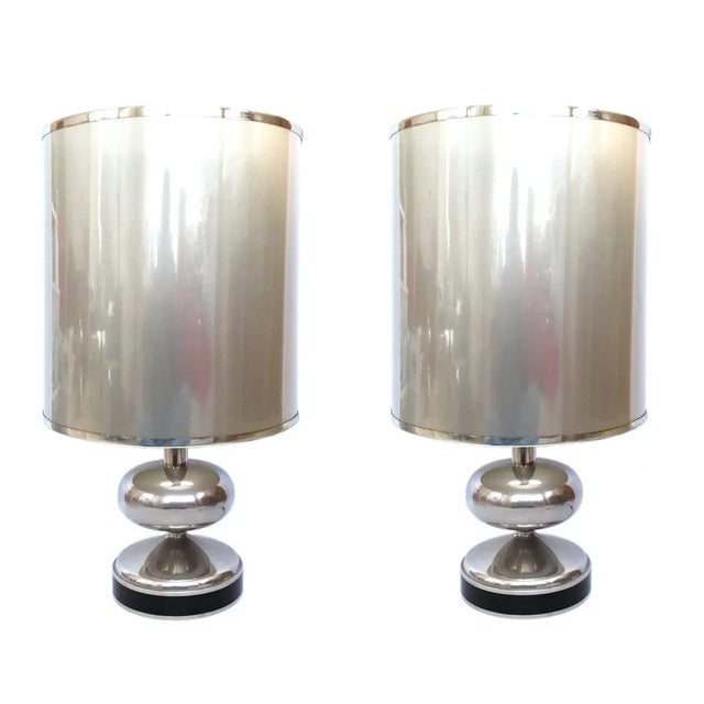 Spanish Chrome Table Lamps, 1970s, Set of 2 For Sale - Image 6 of 6