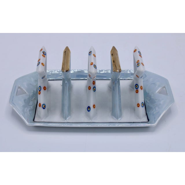 1940s Vintage Art Deco Ceramic Toast Rack / Letter Holder For Sale - Image 5 of 10