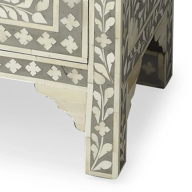 Spritely Home Accent Furniture Vivienne Grey Bone Inlay Accent Chest, Gray For Sale - Image 4 of 6