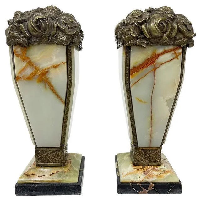 Black French Art Deco Bronze and Onyx Mantelpieces, 1920s, Set of 2 For Sale - Image 8 of 8
