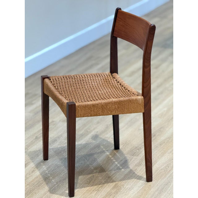 Danish Chairs in Teak and Paper Cord attributed to Poul Volther, 1960s, Set of 4 For Sale - Image 10 of 14
