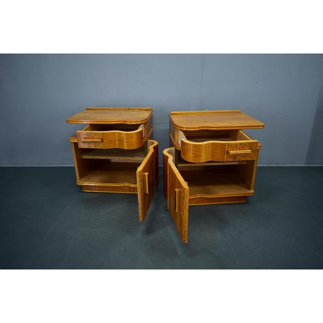 Wood Vintage Art Deco Bedside Tables, Czechoslovakia, 1939s, Set of 2 For Sale - Image 7 of 18