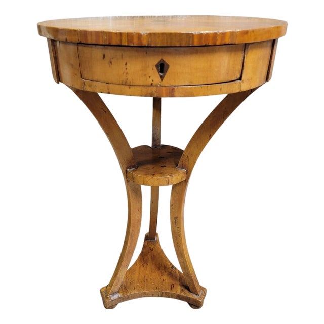 Mid 20th Century A Birchwood Biedermeier Style Occasional Table With a Single Drawer For Sale