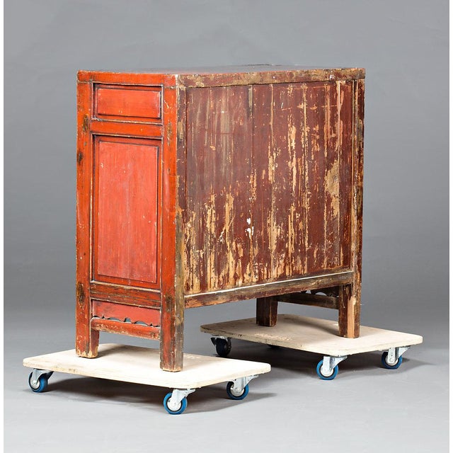 Rustic Red Lacqured Cabinet from Ningbo, 1920s For Sale - Image 3 of 5