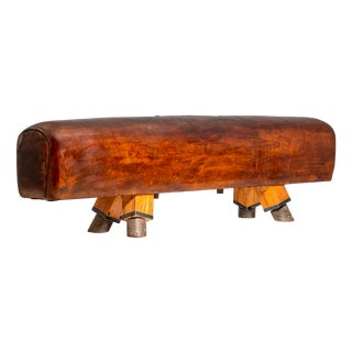 Vintage Bauhaus Leather Gym Bench, Europe, 1920s For Sale