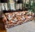 Mid-Century Modern Late 20th Century Custom Three-Seat Sofa in Terracotta and Indigo Art Deco Revival Pattern For Sale - Image 3 of 12