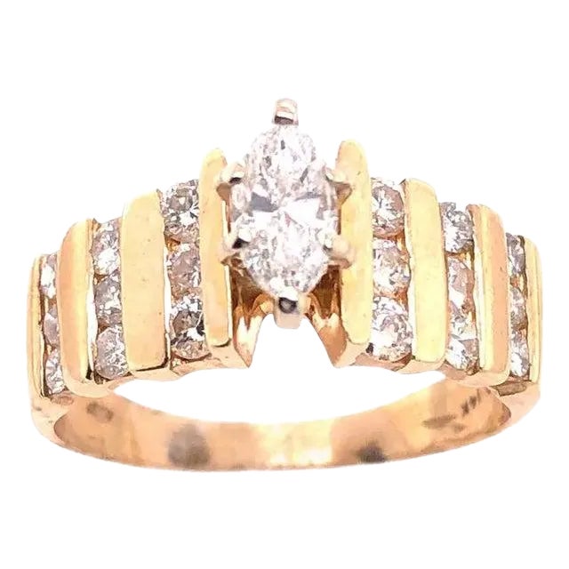 14 Karat Yellow Gold Engagement Ring 1.50 Total Diamond Weight, Size 6.75 For Sale