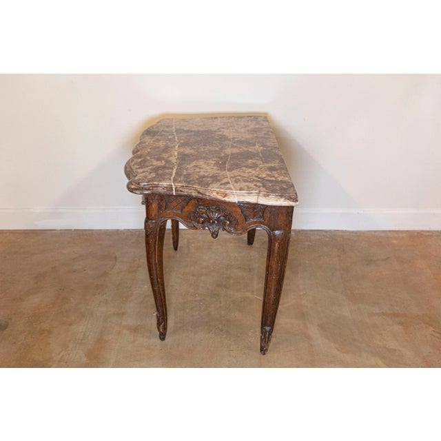 Brown French 1720s Régence Period Walnut Console Table with Original Marble Top For Sale - Image 8 of 11