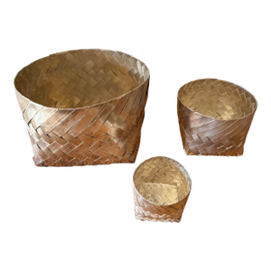 Set/3 Silver Tane Attrib Woven Baskets
