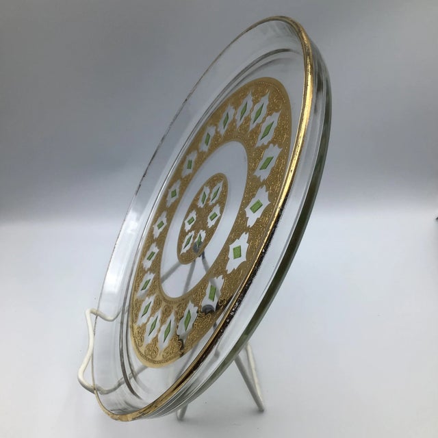 Culver Gold and Emerald Green Bowl and Platter - Set of 2 For Sale - Image 10 of 13