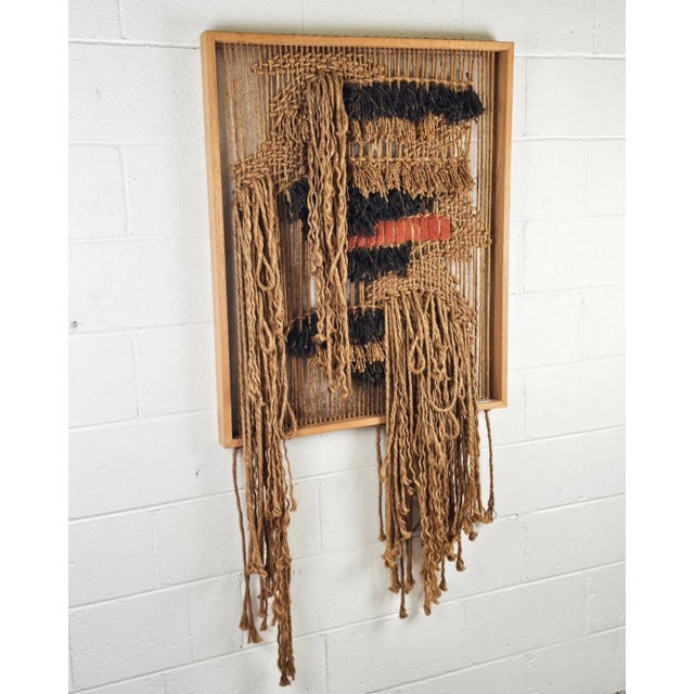 Mid-Century Modern 1970s Mid-Century Hand Woven Textile Wall Hanging For Sale - Image 3 of 5