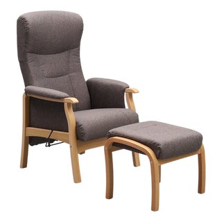 Set of Lounge Chair with Ottoman by Hjort Knudsen, 1980s For Sale