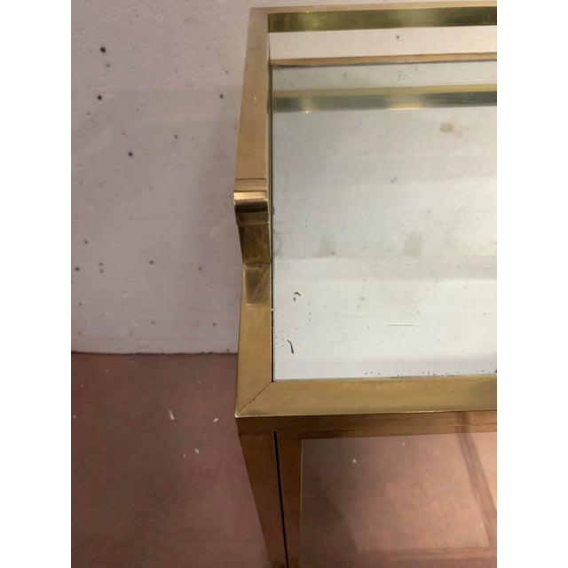 Metal 20th-Century Rolling Bar in Brass with Mirrored Front, 1970s For Sale - Image 7 of 13