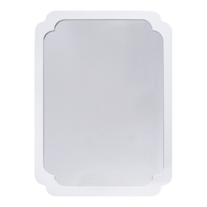 Matthew Izzo Home Amelia Glossy White Lacquer Pinched Corner Detail Wall Mirror