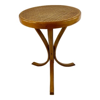 1950s Mid-Century Boho Chic Thonet Bentwood and Cane Side Table For Sale