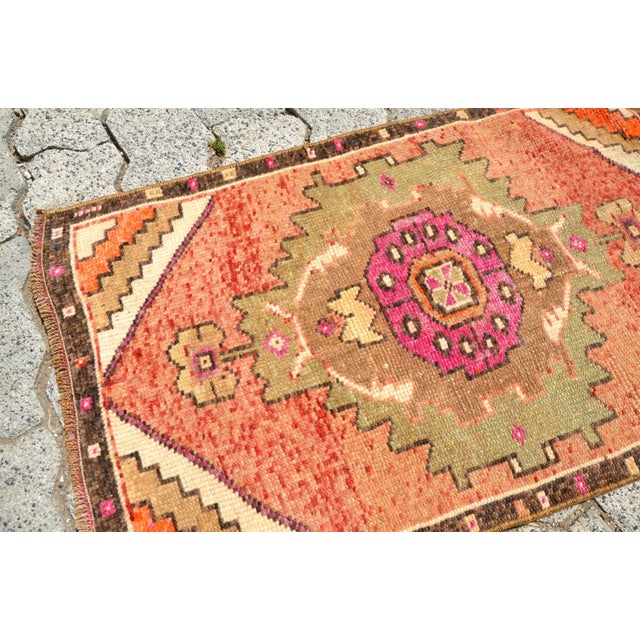 Vintage Orange Oushak Rug For Sale - Image 4 of 6