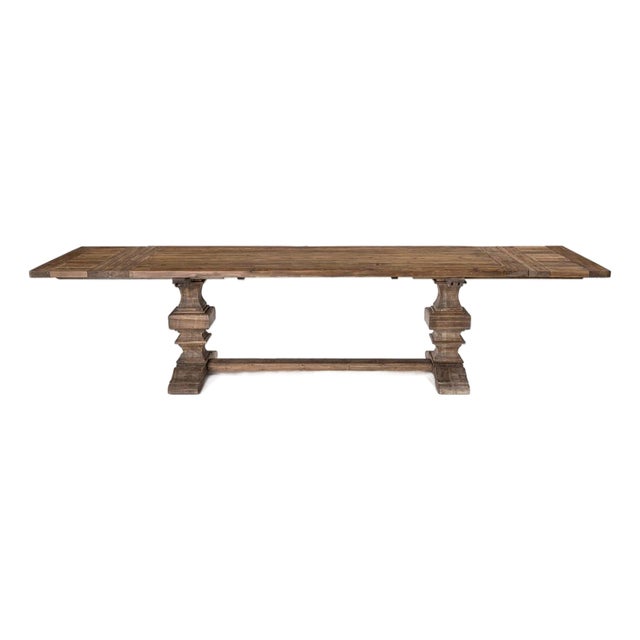 Pine Trestle Extendable Dining Table For Sale