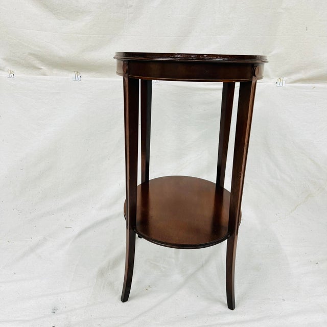 Mid Century Imperial Furniture Mahogany Oval Two Tier Accent Table