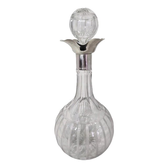 Antique Art Deco Glass Spirit Decanter from Walker & Hall, Sheffield, 1924 For Sale