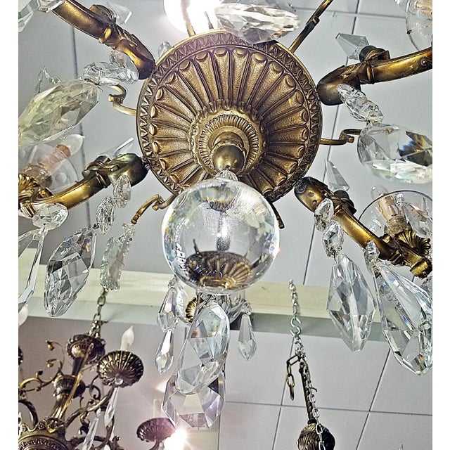 1930s French Bronze Dore' Crystal Chandelier For Sale In West Palm - Image 6 of 17
