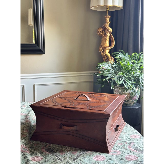 Early 21st Century Estate Hand Made in Peru Leather Chess & Backgammon Game Box For Sale - Image 5 of 13