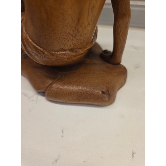 1950s Mid-Century Modern Realism Balinese Modernist "Seated Philosopher" Satinwood Sculpture For Sale - Image 11 of 12