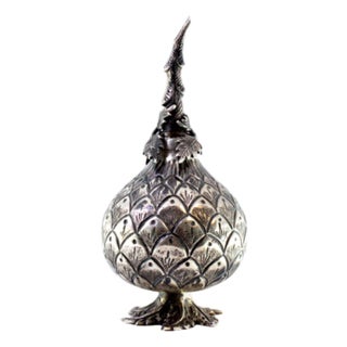 Spiral Silver Rose Water Pot with Embossed Acanthus Leaves For Sale