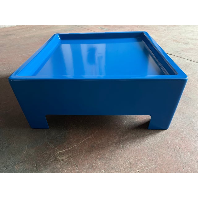 Nice low small 1960s coffee table, either for interior or exterior use. Professionally repainted by a specialized company.