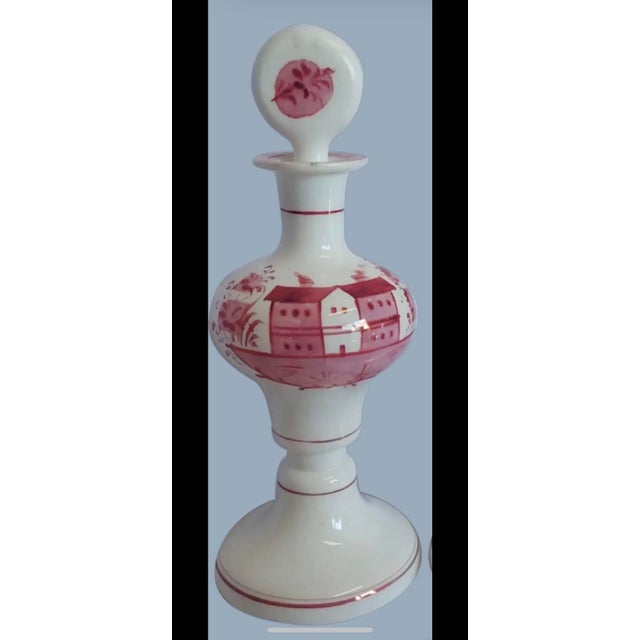 Antique Bohemian Opaline Milk Glass Perfume Bottles, Hand-Painted Enamel, Pair C. 1880–1900 For Sale In Los Angeles - Image 6 of 6