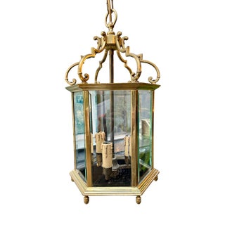 English Georgian Style Brass Hall Lantern, 1980s For Sale