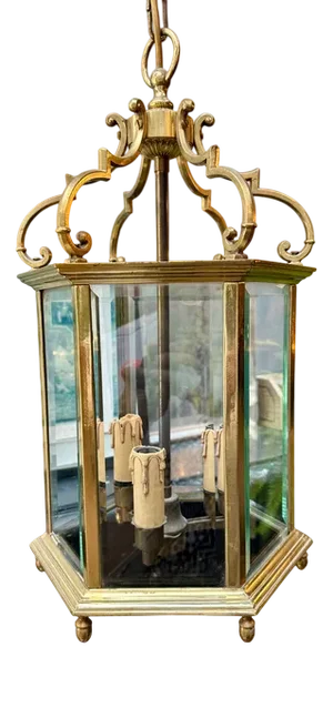 English Georgian Style Brass Hall Lantern, 1980s