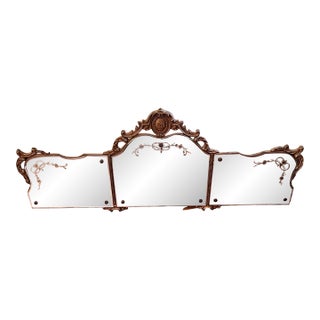 Vintage French or Italian Venetian Art Deco, Horizontal Wall Mirror For Sale