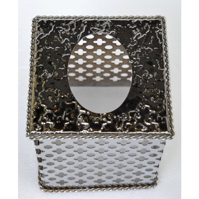 1980s 1980s Bohemian Handmade Embellished Cutout Steel Tissue Box Cover For Sale - Image 5 of 16